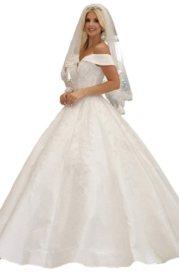 Dancing Queen - Embellished Off-Shoulder Ballgown 158 - 1 pc Off White In Size M Available CCSALE M / Off White