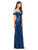 Dancing Queen Fitted Sequined Draped Straps Evening Gown - 1 pc Navy In Size M Available CCSALE M / Navy