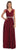 Dancing Queen Illusion Cap Sleeve Pleated V-Neck Chiffon Evening Dress 9182 CCSALE XL / Burgundy