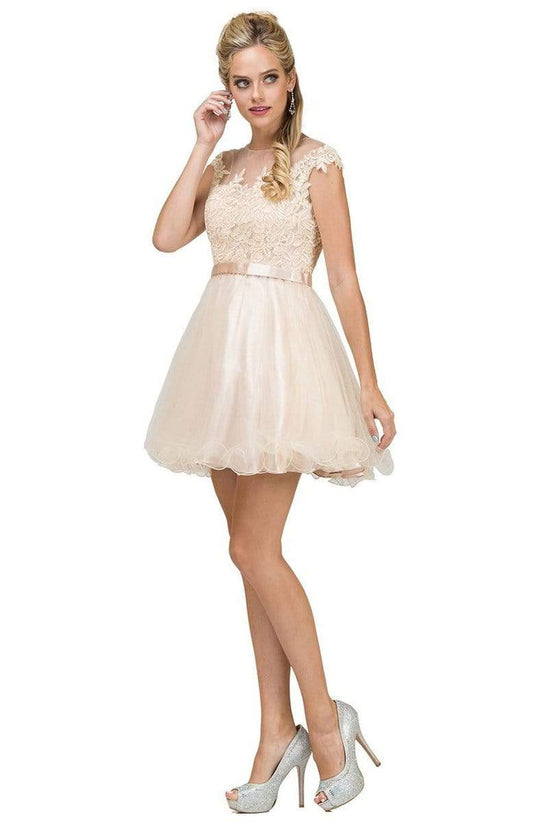 Dancing Queen - Illusion Jewel Floral A Line Cocktail Dress 2153 - 1 Pc Bugundy in Size L Available CCSALE 3XL / Champagne