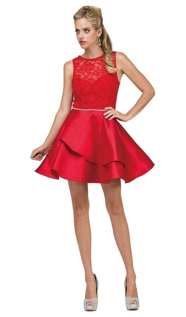 Dancing Queen - Lace Layered A-Line Cocktail Dress 2011 - 2 pcs Red in Size XL & 2XL and 1 pcs Silver in Size 2XL CCSALE 3XL / Red
