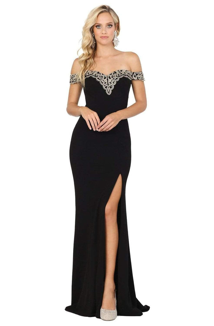 Dancing Queen - Lace Off Shoulder Prom Dress 4004 - 1 pc Black In Size M Available CCSALE M / Black