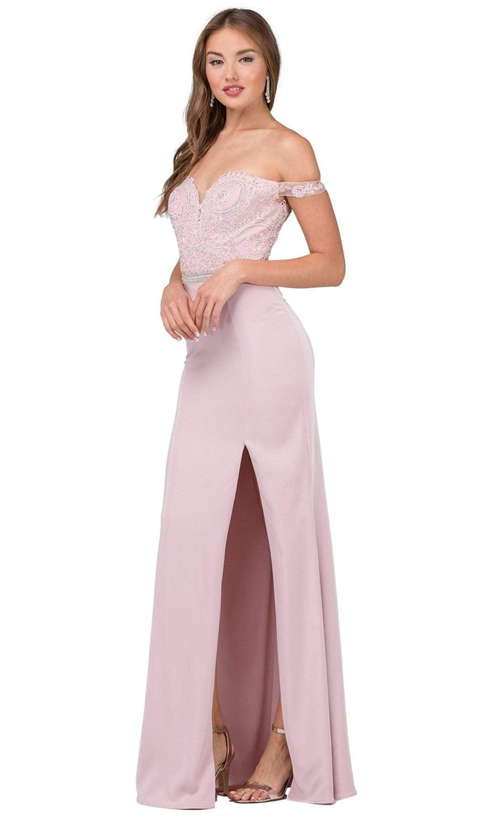 Dancing Queen - Off Shoulder Appliqued Dress 2164 - 1 pc Dusty Pink In Size M Available CCSALE M / Dusty Pink