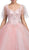 Dancing Queen - Sheer Butterfly Sleeve Embellished Quinceanera Ballgown 1203 - 1 pc Blush In Size S Available CCSALE S / Blush