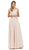 Dancing Queen - Sheer Floral A Line Long Gown 2121 - 1 pc Champagne in Size S Available CCSALE S / Champagne