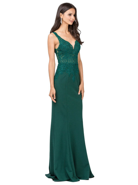Dancing Queen Sleeveless Beaded Fitted Evening Dress - 1 pc Hunter Green In Size 2XL Available CCSALE 2XL / Hunter Green