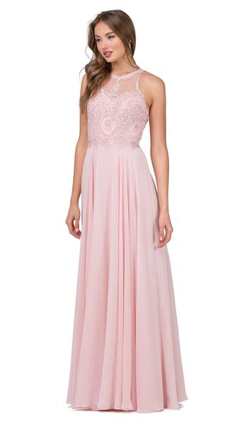 Dancing Queen - Sleeveless Illusion Jewel Lace Ornate Prom Gown 2234 - 2 pcs Blush in Size XS and 3XL Available CCSALE XS / Blush