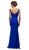 Dancing Queen - V-Neck Wide Waistband Evening Dress 9609 - 1 pc Royal Blue In Size XL Available CCSALE XL / Royal Blue