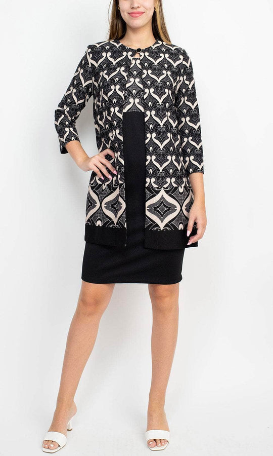 Danny & Nicole 27144M - Scoop Neck  Dress With Jacket Cocktail Dresses 8 / Black Sand