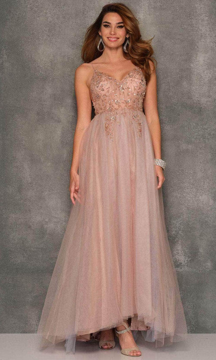 Dave & Johnny 10701 - Embellished Sweetheart Neck Long Dress Special Occasion Dress 00 / Mauve