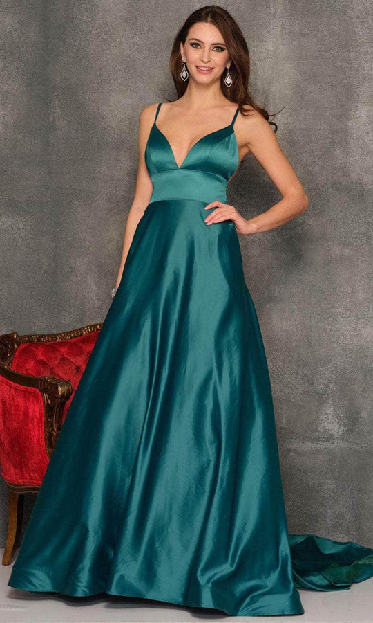 Dave & Johnny 10719 - V-Neck Buttons Back A-Line Prom Dress