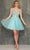 Dave & Johnny 10806 - Floral Applique A-Line Cocktail Dress Special Occasion Dress 00 / Turq