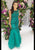 Dave & Johnny - 1937 Lace Applique Tulle Trumpet Gown Evening Dresses 00 / Green