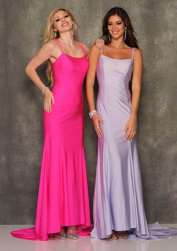 Dave & Johnny A10049 - Laced-Up Back Long Satin Evening Gown