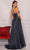 Dave & Johnny A10240 - Pointed V-Neck Glittered Prom Gown With Pocket Prom Dresses