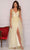 Dave & Johnny A10483 - Floral Appliqued Sleeveless Gown Special Occasion Dress 00 / Yellow