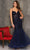 Dave & Johnny A10625 - Embroidered Trumpet Prom Dress Special Occasion Dress 00 / Navy Blue