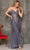 Dave & Johnny A10646 - V-Neck Glitter Mermaid Prom Dress Special Occasion Dress 00 / Smoke Blue