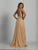 Dave & Johnny - A5011 Halter Gilt Lace Applique Chiffon Dress - 1 pc Champagne in size 6 and 1 pc Red In Size 16 Available CCSALE