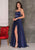 Dave & Johnny - A6690 Strappy Open Back Mikado Silk Long A-Line Dress Prom Dresses 0 / Navy Blue