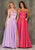 Dave & Johnny - A6690 Strappy Open Back Satin Prom Dress Prom Dresses 00 / Fuschia Pink