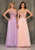 Dave & Johnny - A7248 Semi Sheer Lace Top Spaghetti Strap Prom Gown Prom Dresses 00 / Lilac