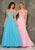 Dave & Johnny - A7248 Semi Sheer Lace Top Spaghetti Strap Prom Gown Prom Dresses 00 / Turquiose
