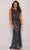 Dave & Johnny A8442 - Sheer Bateau Sweetheart Evening Gown Prom Dresses 00 / Navy Blue