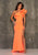 Dave & Johnny A8568 - Asymmetrical Neck Evening Gown With Slit Prom Dresses 00 / Tangerine