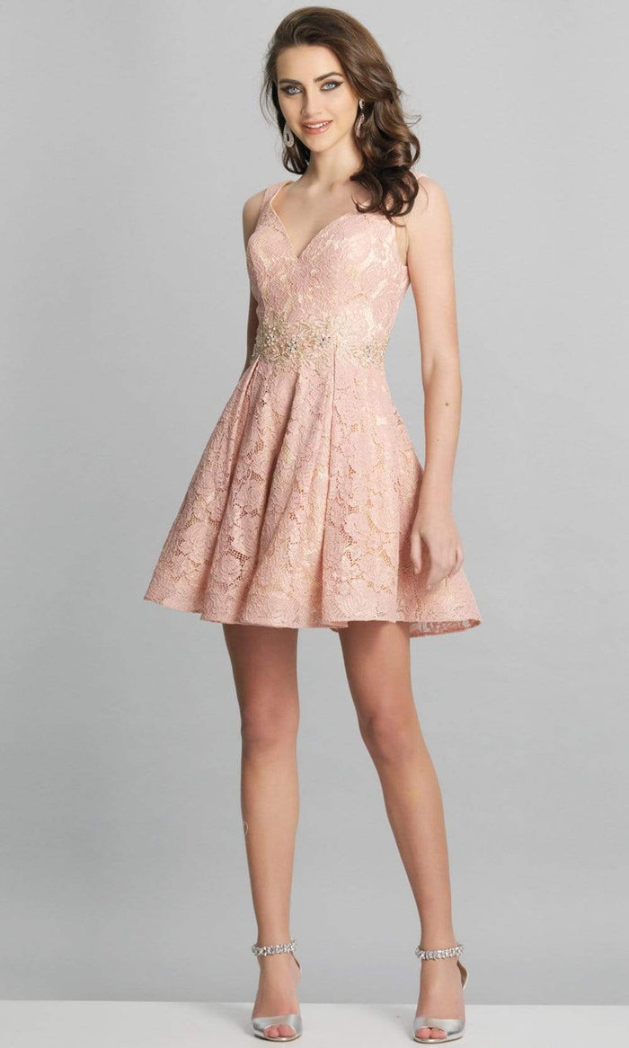 Dave & Johnny - A8607 Floral Sweetheart A-Line Cocktail Dress Homecoming Dresses 00 / Rose Pink