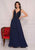 Dave & Johnny - A9159 Sexy V-Neck Lace Bodice A-Line Dress Prom Dresses 00 / Navy Blue