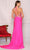 Dave & Johnny A9623 - Plunging Neck Halter Satin Gown Prom Dresses