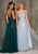 Dave & Johnny A9671 - Laced Sheer Fitted Bodice Evening Gown Prom Dresses 00 / Emerald