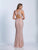 Dave & Johnny - Bateau Sheath Evening Gown with Slit 3439 - 1 pc Blush In Size 2 Available CCSALE 2 / Blush