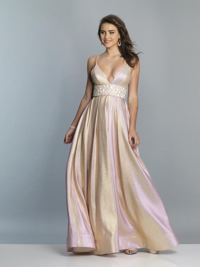 Dave & Johnny - Beaded Waist Deep V-neck A-line Dress A7229 - 1 pc Pink In Size 2 Available CCSALE 2 / Pink