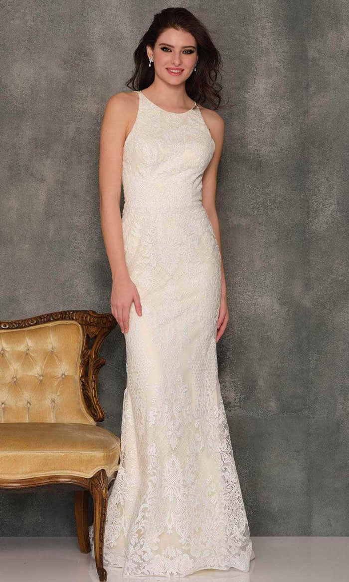 Dave & Johnny Bridal A10331 - Jewel Neck Bridal Gown Special Occasion Dress 0 / Ivory