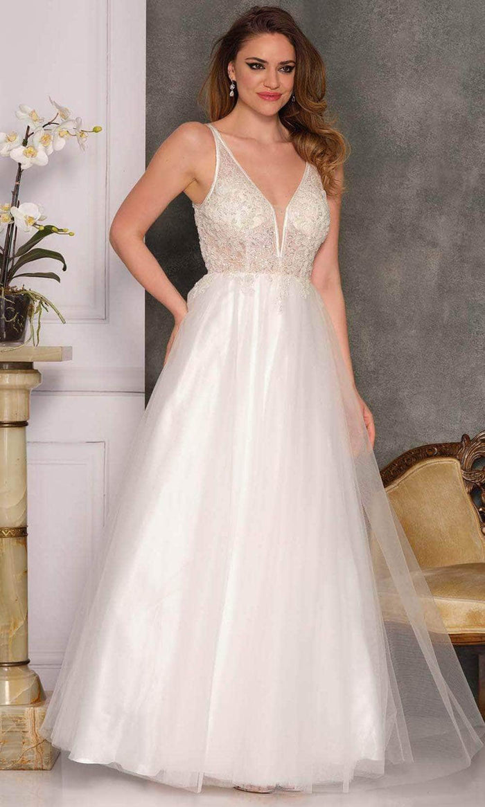 Dave & Johnny Bridal A10347 - Keyhole Back Bridal Gown Special Occasion Dress 0 / Ivory