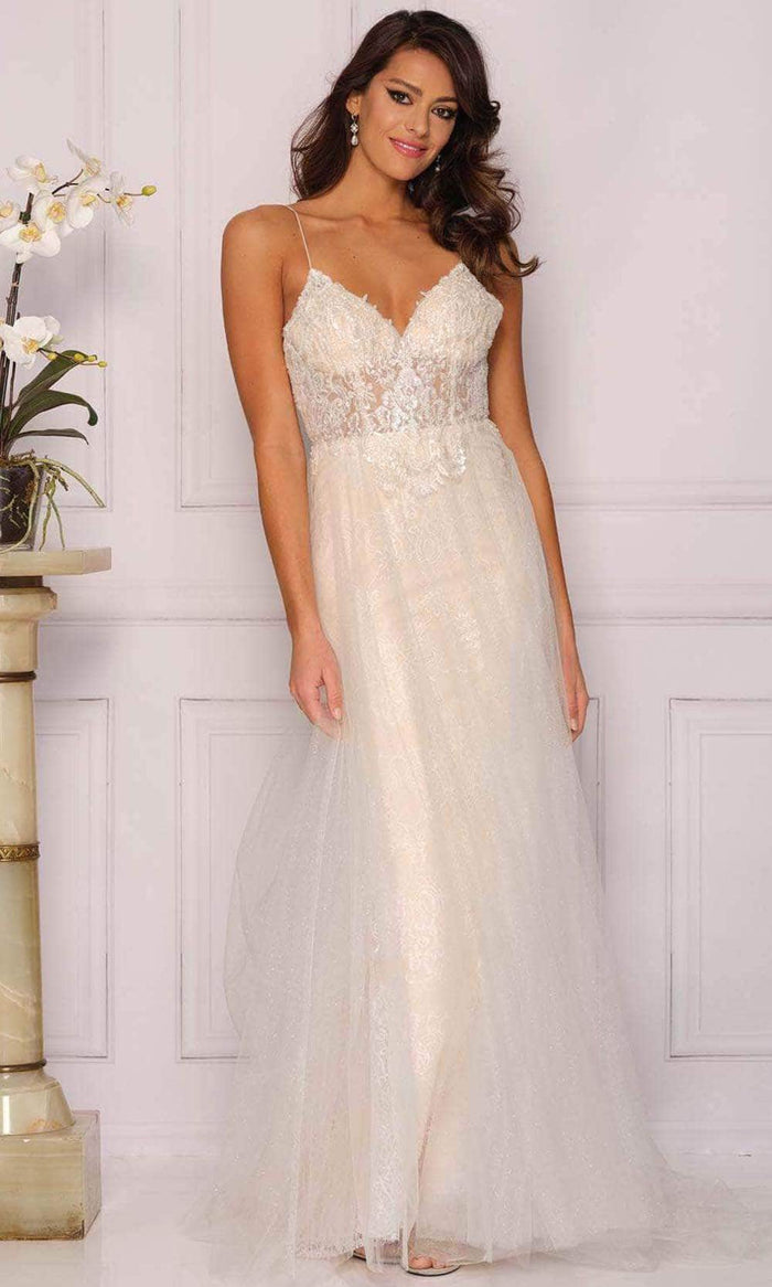 Dave & Johnny Bridal A10358 - Open-Back Bridal Gown Special Occasion Dress 0 / Ivory