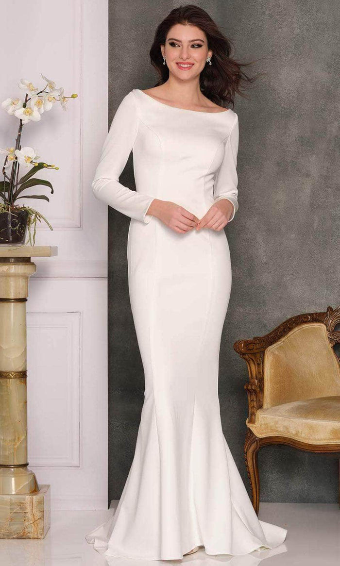 Dave & Johnny Bridal A10378 - Sheer Laced Back Bridal Gown Special Occasion Dress 0 / Ivory