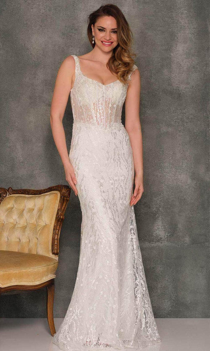 Dave & Johnny Bridal A10454 - Sheer Corset Bridal Gown Special Occasion Dress 0 / Ivory
