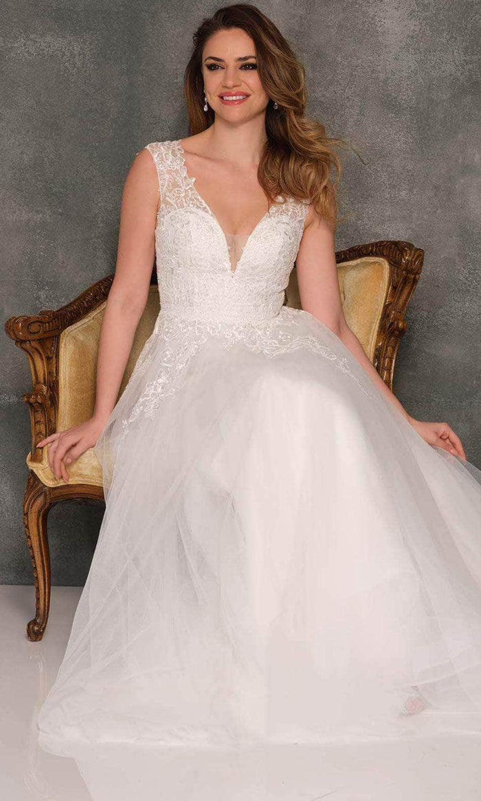 Dave & Johnny Bridal A10464 - Full Sheer Back Bridal Gown Special Occasion Dress 0 / Ivory