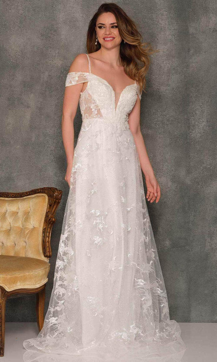 Dave & Johnny Bridal A10480 - Cold Shoulder Bridal Gown Special Occasion Dress 0 / Ivory