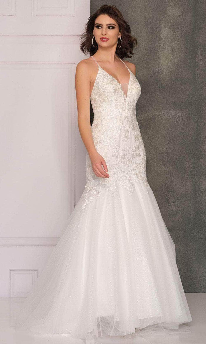 Dave & Johnny Bridal A10495 - Haltered Straps Bridal Gown Special Occasion Dress 0 / Ivory