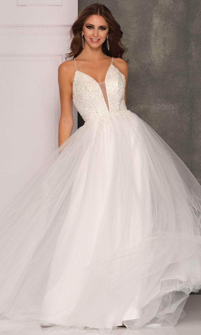 Dave & Johnny Bridal A10497 - Spaghetti Straps Bridal Gown Special Occasion Dress 0 / Ivory