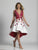 Dave & Johnny Deep V-Neckline Floral Print High Low Dress A5857 CCSALE 14 / Ivory