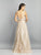 Dave & Johnny - Embroidered V-Neck Long A-Line Dress A7702 - 1 pc Sand In Size 10 Available CCSALE 10 / Sand