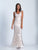 Dave & Johnny Fitted V Neck Sheer Gown 3527 CCSALE 8 / Ivory