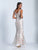 Dave & Johnny Fitted V Neck Sheer Gown 3527 CCSALE 8 / Ivory