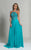 Dave & Johnny - Halter Cutout Draped A-Line Gown 2143 CCSALE 0 / Turquoise
