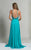 Dave & Johnny - Halter Cutout Draped A-Line Gown 2143 CCSALE 0 / Turquoise